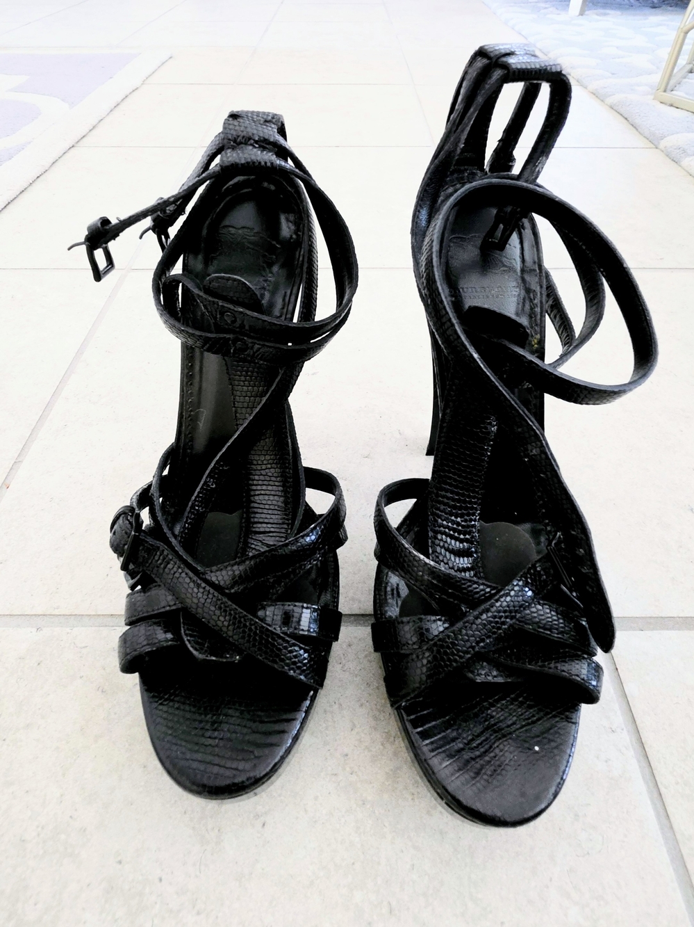 Burberry Black Strappy High Heel Sandals